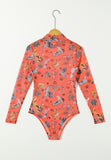 MQTIME  -  Printed Mock Neck Long Sleeve Bodysuit
