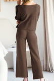 MQTIME  -  Round Neck Long Sleeve Top and Pants Set