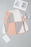 MQTIME  -  Exposed Seam Color Block Round Neck Top