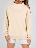 MQTIME  -  Mock Neck Drop Shoulder Long Sleeve Sweatshirt