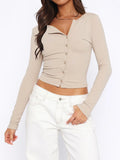 MQTIME  -  Button Down Long Sleeve Top