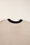 MQTIME  -  Contrast Trim Round Neck Cap Sleeve Knit Top