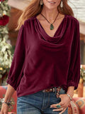 MQTIME  -  Cowl Neck Three-Quarter Sleeve Top