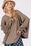 MQTIME  -  SAGE + FIG Round Neck Batwing Sleeve Oversize Top