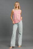 MQTIME  -  Umgee Round Neck Texture Striped Tank