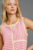 MQTIME  -  Umgee Round Neck Texture Striped Tank