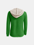 MQTIME  -  Full Size Waffle-Knit Contrast Long Sleeve Hoodie