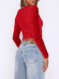 MQTIME  -  Devine V-Neck Long Sleeve Lace Top