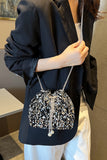 MQTIME  -  Sequin Chain Drawstring Bucket Bag