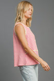 MQTIME  -  Umgee Round Neck Texture Striped Tank