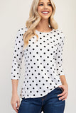 MQTIME  -  Celeste Full Size Polka Dot Round Neck Three-Quarter Sleeve T-Shirt