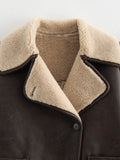 MQTIME  -   Collared Neck Long Sleeve Plush Jacket