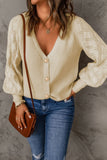MQTIME  -  Openwork V-Neck Button Up Cardigan