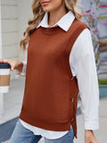 MQTIME  -  Buttoned Round Neck Sweater Vest
