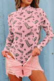 MQTIME  -  Printed Mock Neck Long Sleeve Bodysuit