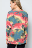 MQTIME  -   Tie-Dye Star Round Neck Long Sleeve T-Shirt