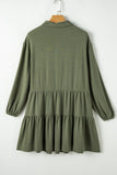 MQTIME  -  Tiered Collared Neck Balloon Sleeve Shirt Dress