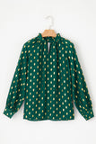 MQTIME  -  Cutout Printed Mock Neck Long Sleeve Blouse