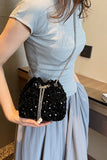 MQTIME  -  Sequin Chain Drawstring Bucket Bag