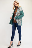 MQTIME  -  Celeste Full Size Striped Button Up Dropped Shoulder Shacket