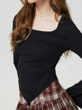 MQTIME  -  Square Neck Flare Sleeve T-Shirt