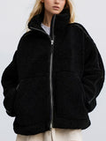 MQTIME  -   Zip Up Turtleneck Long Sleeve Plush Jacket