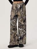 MQTIME  -  Graffiti Printed Wide Leg Cargo Pants