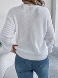 MQTIME  -  LOVE Heart Round Neck Dropped Shoulder Sweater