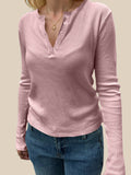 MQTIME  -  Devine Quarter Button Long Sleeve T-Shirt