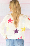 MQTIME  -  Contrast Star Round Neck Sweater