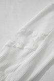 MQTIME  -  Lace Detail Drop Sleeve Ribbed Top