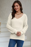 MQTIME  -  V-Neck Drop Shoulder Sweater