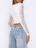 MQTIME  -  Devine V-Neck Long Sleeve Lace Top