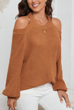 MQTIME  -  Cutout Back Cold Shoulder Long Sleeve Sweater