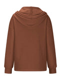 MQTIME  -  Drawstring Quarter Button Long Sleeve Hoodie