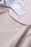 MQTIME  -  Exposed Seam Fringe Hem V-Neck Long Sleeve Sweater