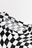 MQTIME  -  Checkered Mock Neck Long Sleeve Blouse