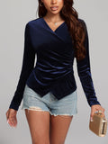 MQTIME  -  Ruched Surplice Long Sleeve Top