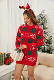 MQTIME  -   Christmas Tree Round Neck Sweater Dress