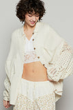 MQTIME  -  POL Openwork Lantern Sleeve Button Down Gauze Shirt