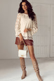 MQTIME  -  Flower Jacquard Flounce Sleeve Blouse