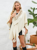 MQTIME  -  Fuzzy Trim Open Front Poncho