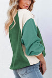 MQTIME  -  Color Block Round Neck Long Sleeve Sweatshirt