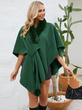 MQTIME  -  Fuzzy Trim Open Front Poncho