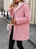 MQTIME  -  Heart Open Front Hooded Fuzzy Coat