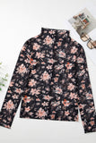 MQTIME  -  Floral Mock Neck Long Sleeve Blouse