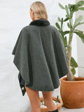 MQTIME  -  Fuzzy Trim Open Front Poncho