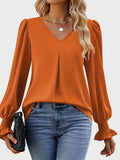 MQTIME  -  V-Neck Flounce Sleeve Top