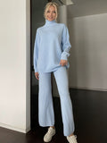 MQTIME  -  Turtleneck Long Sleeve Top and Drawstring Pants Sweater Set