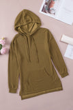 MQTIME  -  Drawstring Texture Long Sleeve Hoodie